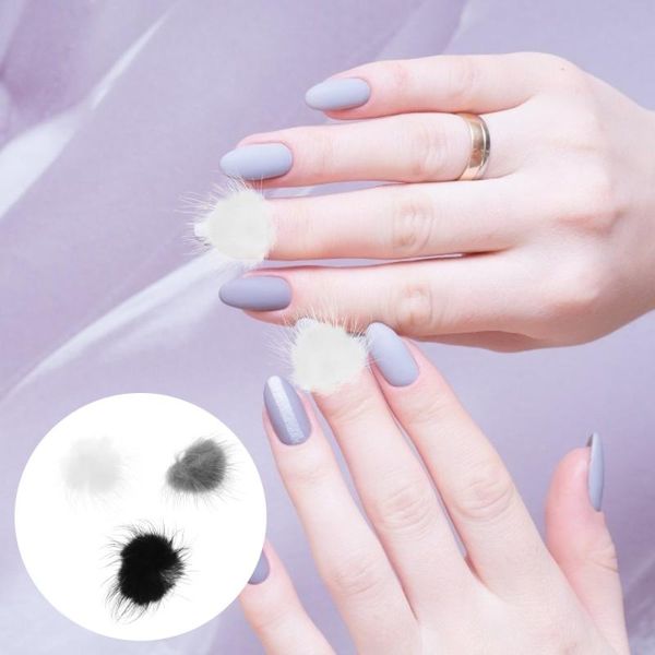 

nail art decorations 12pcs detachable fluffy pom balls 3d plush with magnetic base, Silver;gold