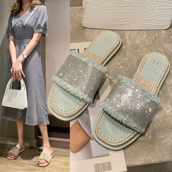 

slippers to wear outside ins 2021 a word procrastinates female joker antiskid sandals in the summer, Black
