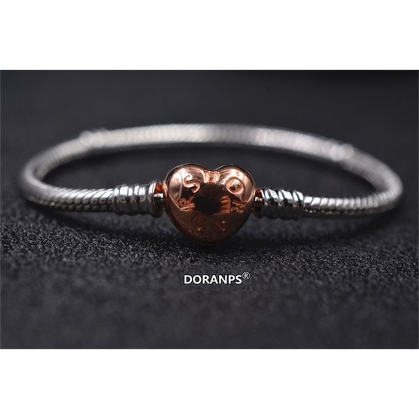 

original doranps designer jewelry 925 bracelet beads charm snake chain silver bangles for women friendship bracelet diy-a, Golden;silver