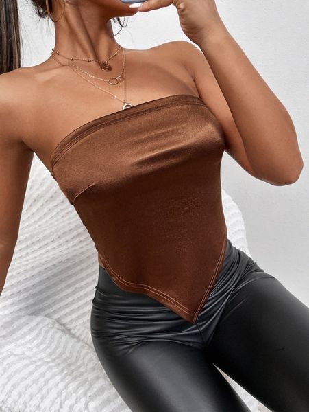 

tie backless hanky hem satin tube b4nr#, White