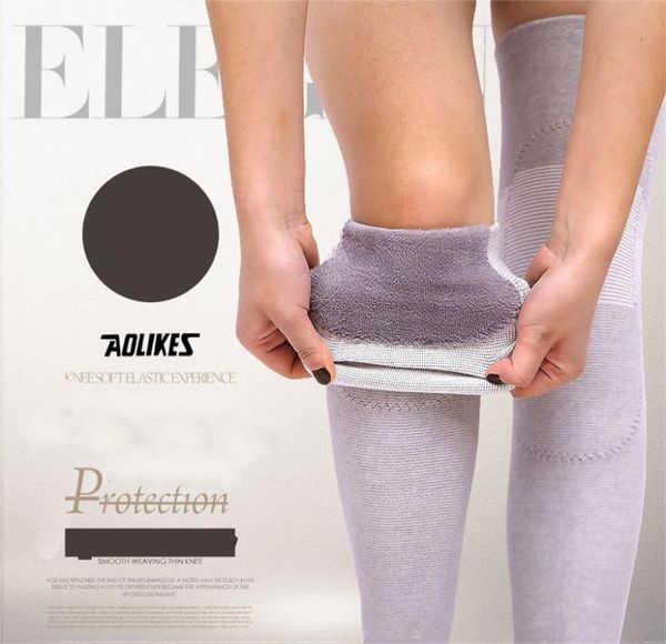 

2pcs/lot winter outdoor sports warm lengthened knee pads protector protective elastic wool thermal plush kneepad kneecap kneelet elbow &, Black;gray