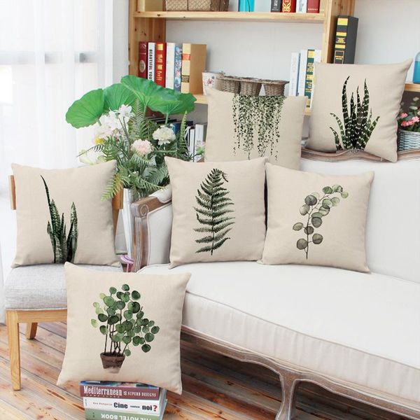 

fresh green leaf digital printing linen pillow home sofa cushion pillowcase cover decor cushion/decorative