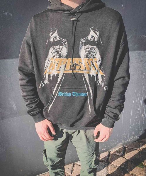 

men's hoodies & sweatshirts they represent hooded of women streetwear 1:1 angel wing print retro sweater vest, Black