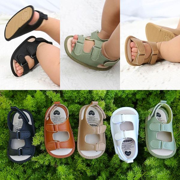 

baby boys girls sandals born shoes soft non-slip rubber sole prewalker flat walkers summer fashion toddler, Black;red
