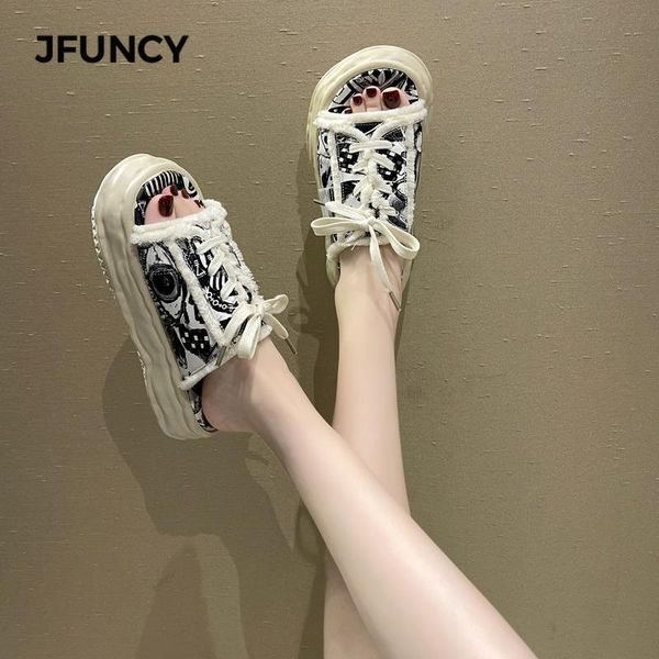 

slippers jfuncy summer women shoe multicolor fashion female sandal 2021 personality thick bottom shoes women's sandals, Black