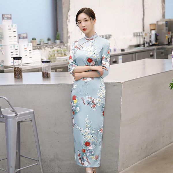 

ethnic clothing 5xl style improved women cheongsam qipao retro chinese temperament short sleeves long and elegant, Red