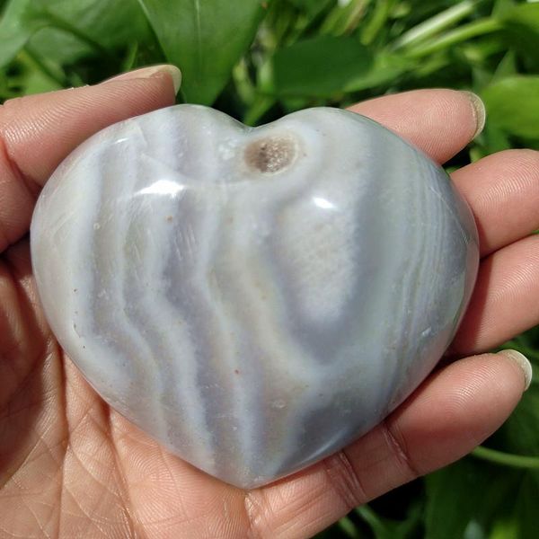 

decorative objects & figurines natural striped white agate heart palm play home decor