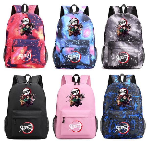 

backpack demon slayer print canvas school student starry sky bag