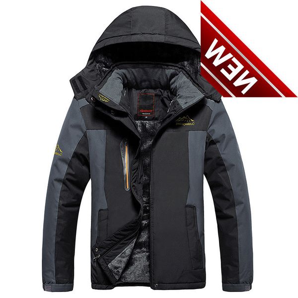 

winter jacket men waterproof windproof velvet warm parka coat tourism mountain overcoat plus size -9xl down parka doudoune, Black