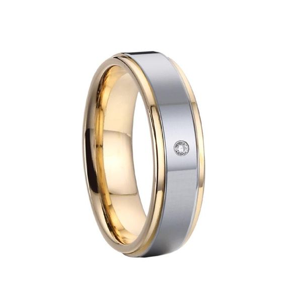 

wedding rings slim 4mm tungsten carbide ring jewelry marriage couple for women with cz stone, Slivery;golden