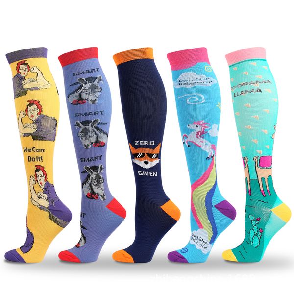 

animal rainbow new athletic socks spring autumn and winter over the knee mens casual sports cartoon compression stockings, Black