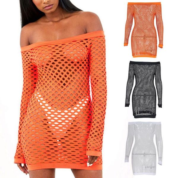 

women long sleeve hollow solid color off shoulder bodycon dress for summer party tc21 casual dresses, Black;gray