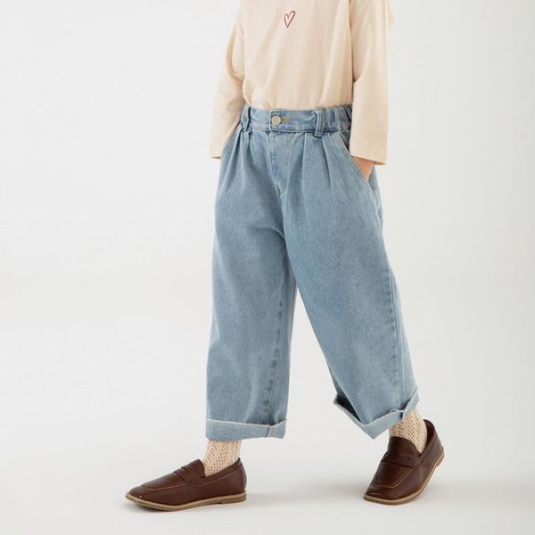 

jeans for girls 2021 autumn kids loose casual boys long denim pants children clothes 2-7y, Blue