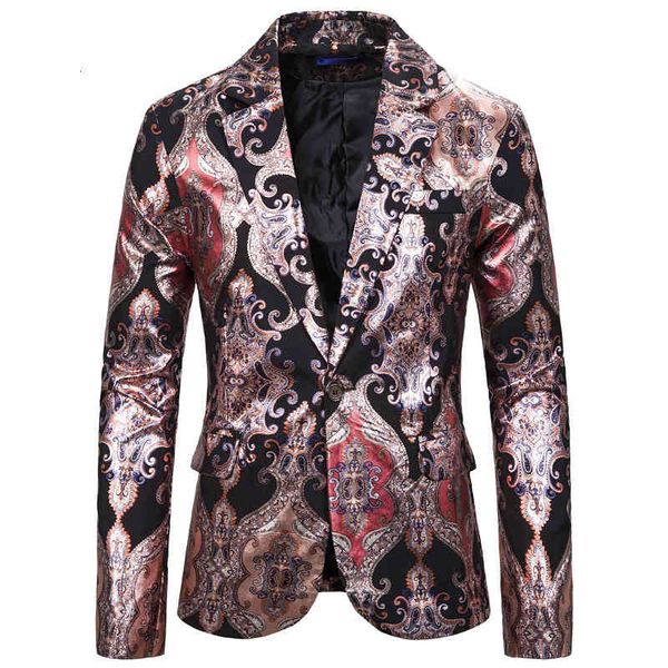 

men's suits & blazers red black paisley print tuxedo jacket slim fit single button men party dance stage singers costume homme xxl p8n1, White;black
