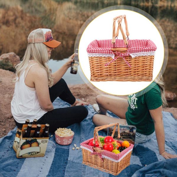 

storage baskets useful wicker basket outdoor picnic with handles and cloth lining