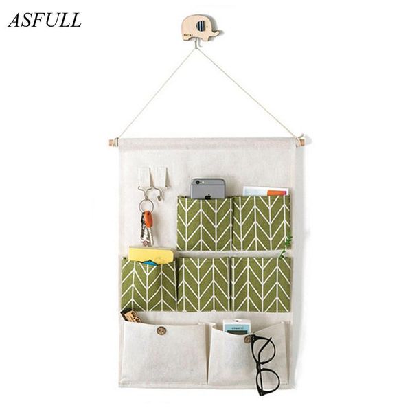 

storage boxes & bins asfull 7 pockets waterproof linen door wall hanging bag keys sundries for bathroom organizer