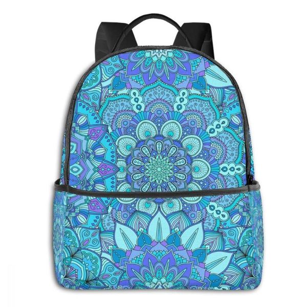 

backpack girls fashion women college school bagpack blue flower floral pattern travel shoulder bags for teenage 2021