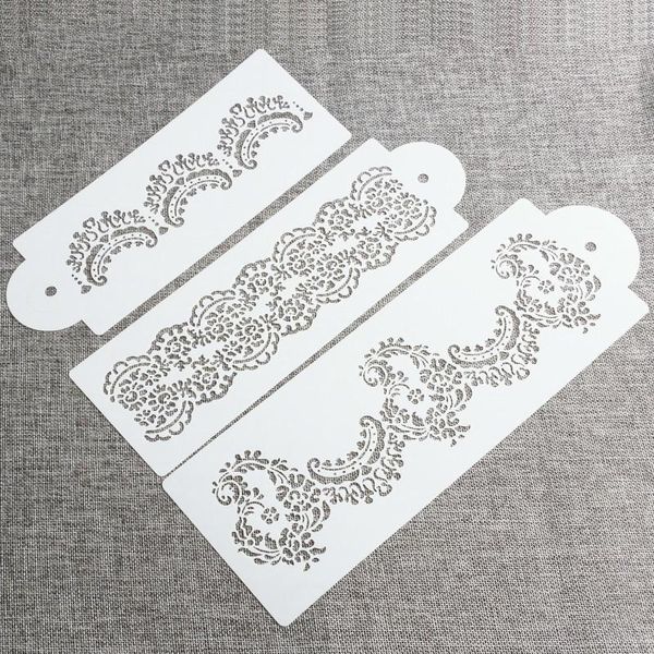 

cake tools 3pcs/set wavy fondant deorationg stencil wedding decoration