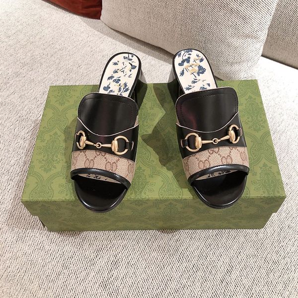 

women real leather slide sandal slipper with high heels girls white black colors sweet slippers summer beach flip flops with box