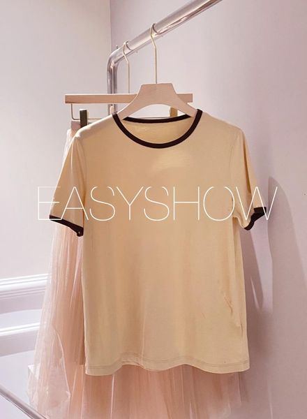 

00316 21 fabric thin cotton wagon retro material texture soft waxy comfort women's t-shirt, White