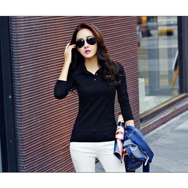 

women's polos 2021 women long sleeve casual shirt for plus size cotton mujer autumn winter tees ladies, White