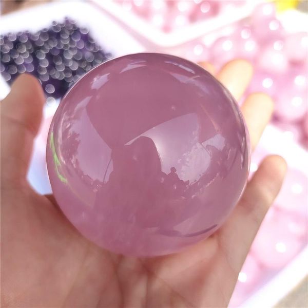 

50-60mm natural pink rose quartz crystal healing ball sphere for home decoration decorative objects & figurines