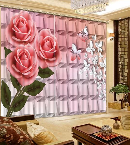 

curtain & drapes 3d digital print romantic rose butterfly blackout bedroom modern thick living room window made home decor