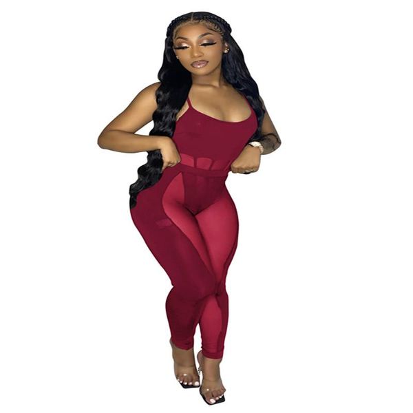 

women's pants & capris 2021 european and american black mesh stitching hollow nightclub perspective two-piece girl suits, Black;white