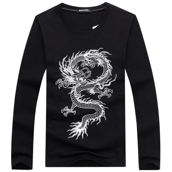 

autumn 2021 long-sleeved t-shirt collar garment unlined upper to bigger sizes render speed sell pass - dragon men's hoodies & sweatshir, Black