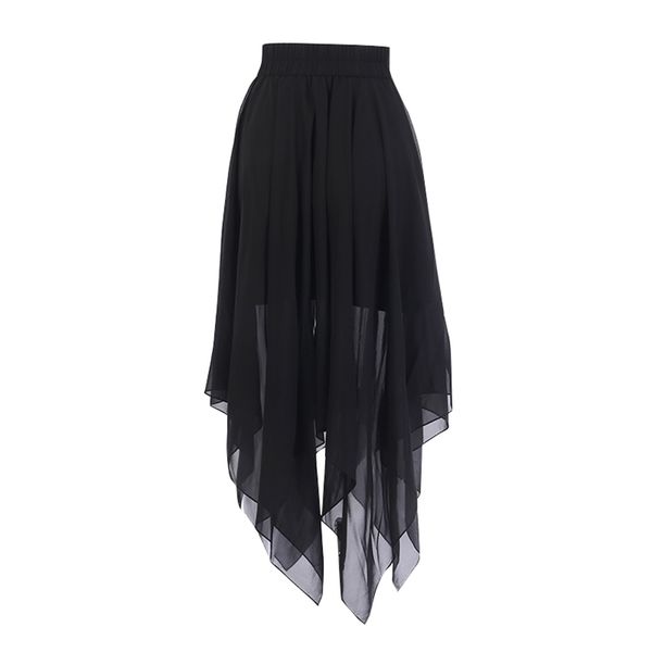 

summer mesh irregular women pentagram zipper black gothic darkness lady skirt casual loose streetwear skirts, Black;gray