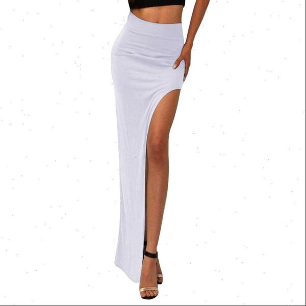 

fashion charming long open women skirt side split high waist slit maxi black