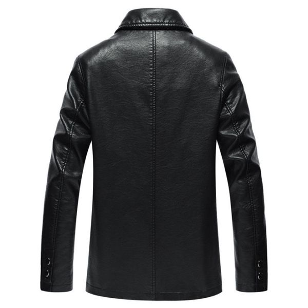 

leather faux fur male jacket pu outerwear men business casual coats chaqueta hombre brand clothing, Black