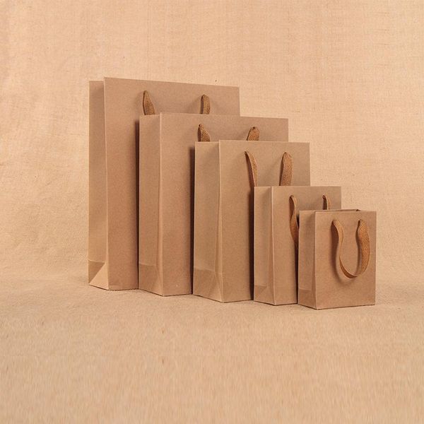 

gift wrap 10 pcs/lot bags with handles multi-function high-end kraft paper black recyclable environmental protection