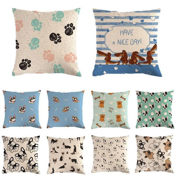 

cushion/decorative pillow 45*45cm cartoon dog pattern cotton linen throw cushion cover home decoration sofa bed decor decorative pillowcase