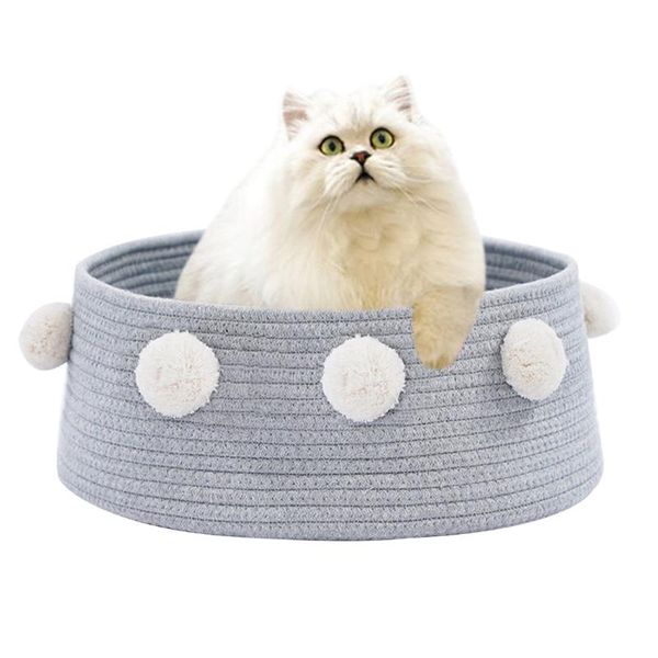 

cat beds & furniture pet house bed nest creative pompom decor warm cave for dogs puppy cats kittens supplies four seasons universal