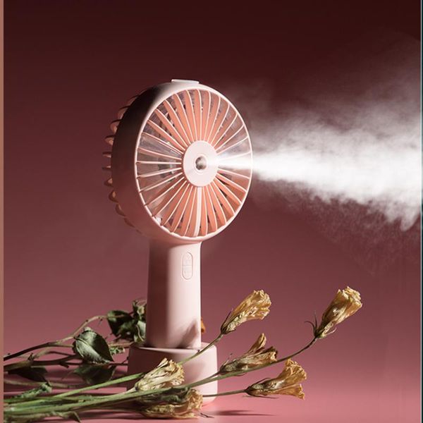 

electric fans 2000mah rechargeable battery spray fan handheld desklow noise adjustable wind water misting air cooler humidifier mini