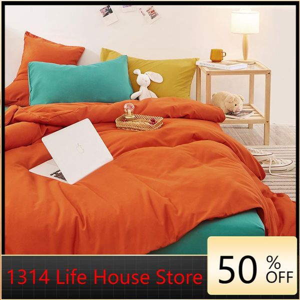 

bedding sets 1314 solid color washing cotton wool grinder package 4-piece korean mixed simple sheet set