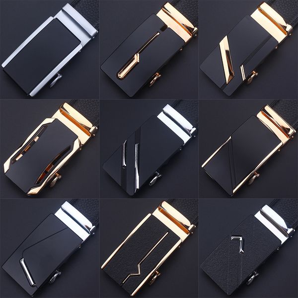 

men's automatic buckle double side head leather pants belt 1, Black;brown