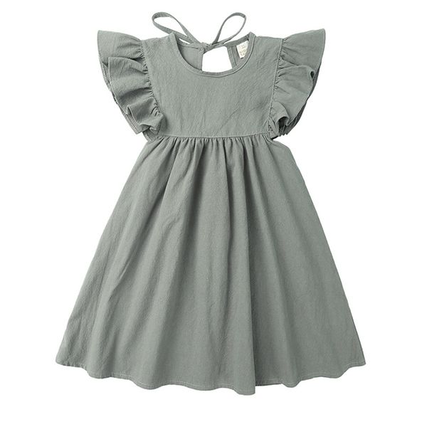 Mädchen Kleid Sommer ärmellos einfarbig Prinzessin süße Kinder Kleidung Kleidung Baby 210528