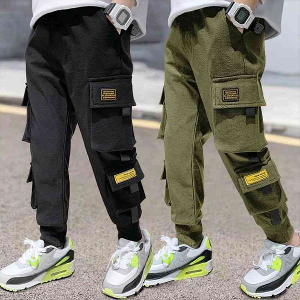 

boys pants trend children letter pattern cargo elastic waist harem girls teenage trousers for kids clothing, Blue