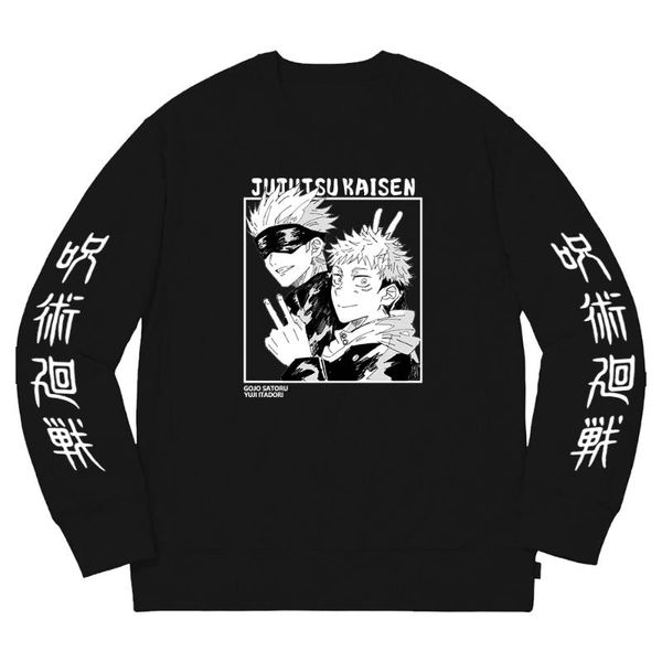 

men's hoodies & sweatshirts japan anime jujutsu kaisen sweatshirt men women 100% cotton harajuku hip hop itadori fleece pullove, Black