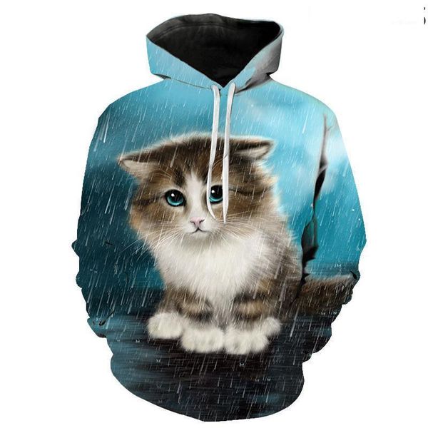 

men's hoodies & sweatshirts 2021 spring and autumn fashion women's children's 3d printing cute cat casual sweatshirt pullover, Black