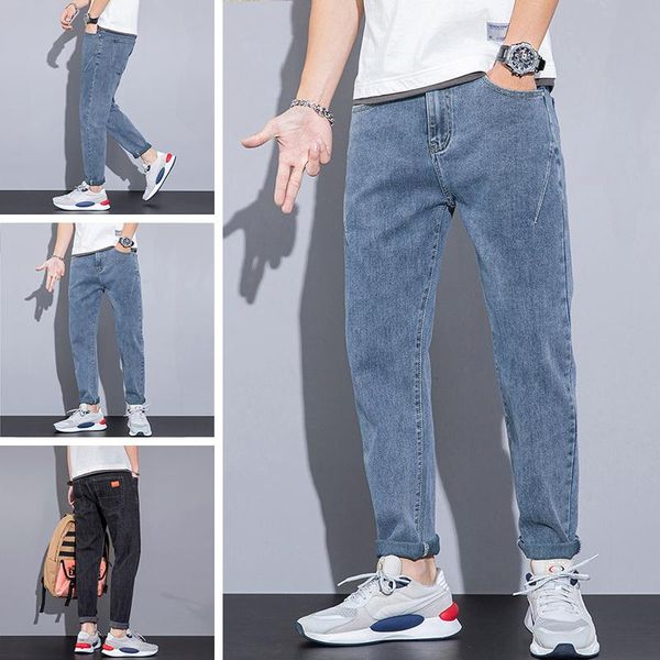 

men's jeans retro autumn slim pants straight winter denim men, Blue