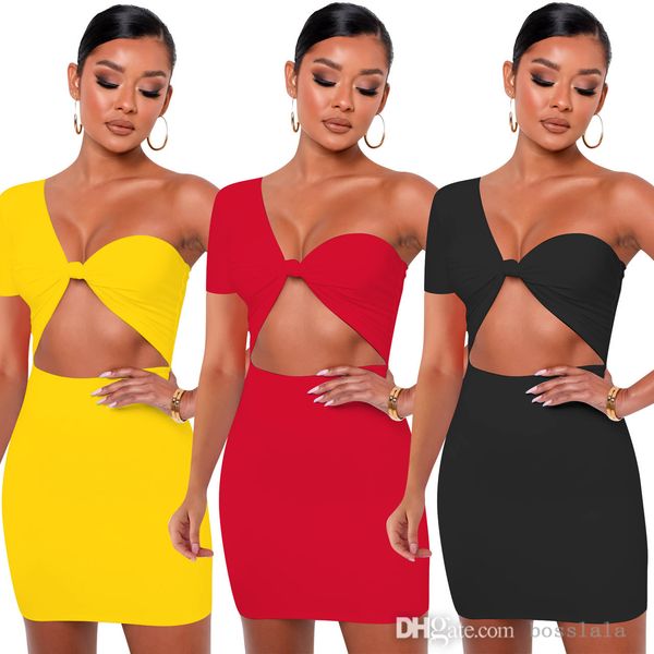 

women dress summer women's slim solid color open back short sleeve onside mini dresses ladies party fashinable clothes, White;black