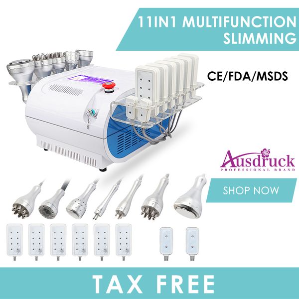 Neue Aktion 10 in 1 Ultraschall Kavitation Vakuum Radiofrequenz Lipo Laser LLLT RF Gesicht Körper Auge Red Photon Schlankheitsmaschine für Spa Salon CE