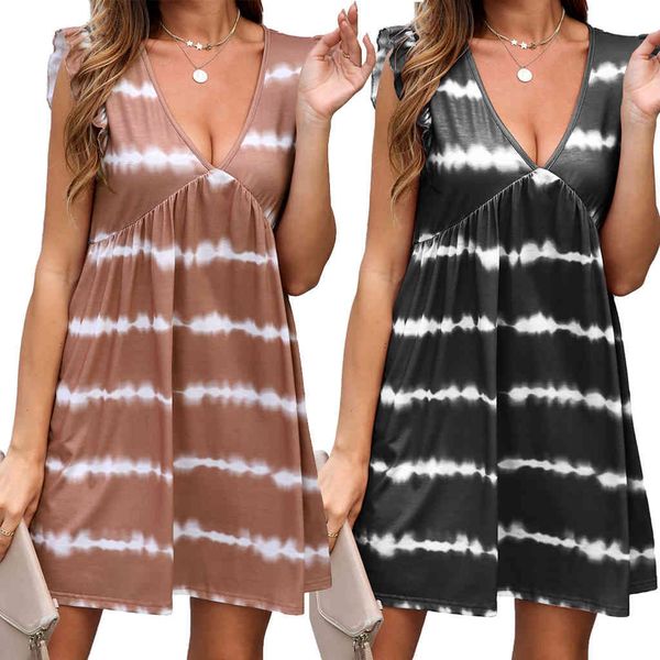 

women's dresses summer lotus sleeve vest skirt v-ne sexy, Black;gray