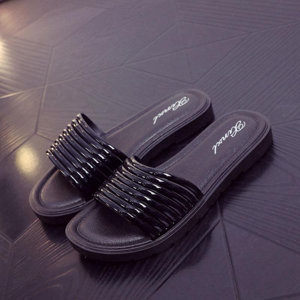 

summer women's slippers beach casual shoes fashion breathable crystal outdoor ladies flat flip flops home wholesales, Black