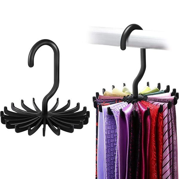 

hangers & racks wovhstear 360 degree rotating belt rack neck tie hanger storage holder space saving 20 hooks clothes