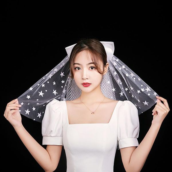 

bridal veils veil wedding dress accessories bowknot headdress short, Black
