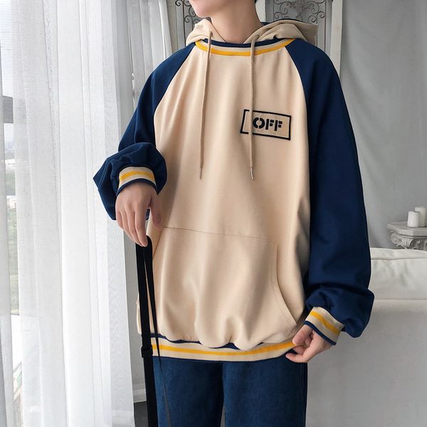 

mens sweater autumn and winter men's hip hop hooded sweater korean youth cec lazy wind loose coat, Black